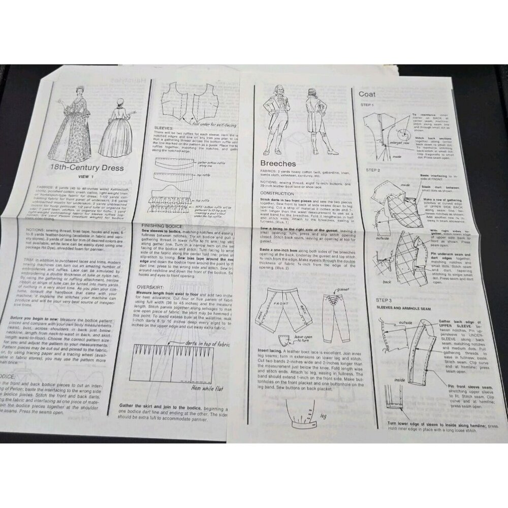 Historical Times 18th Century Dress & Men's Breeches Coat Pattern Early American